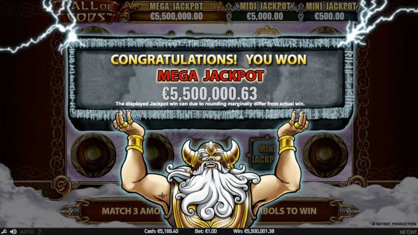 Hall of Gods slot jackpot win